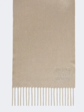 Stola aus reinem Kaschmir mit Monogramm-Detail, sandfarben