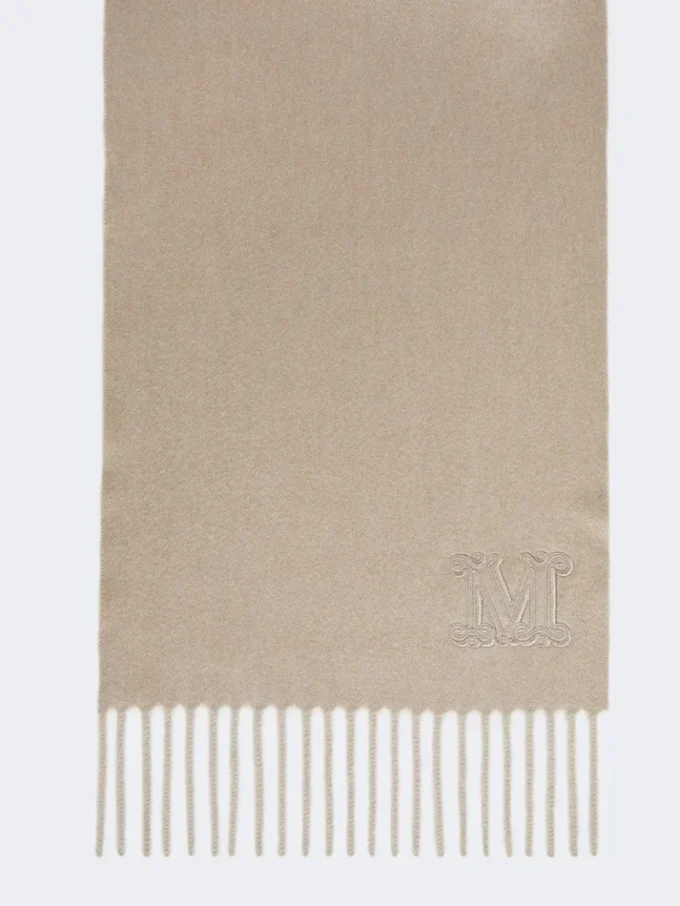 Stola aus reinem Kaschmir mit Monogramm-Detail, sandfarben Stola aus reinem Kaschmir mit Monogramm-Detail, sandfarben