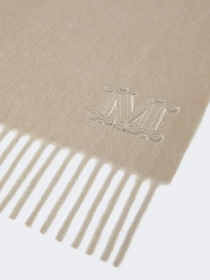 Stola aus reinem Kaschmir mit Monogramm-Detail, sandfarben Stola aus reinem Kaschmir mit Monogramm-Detail, sandfarben