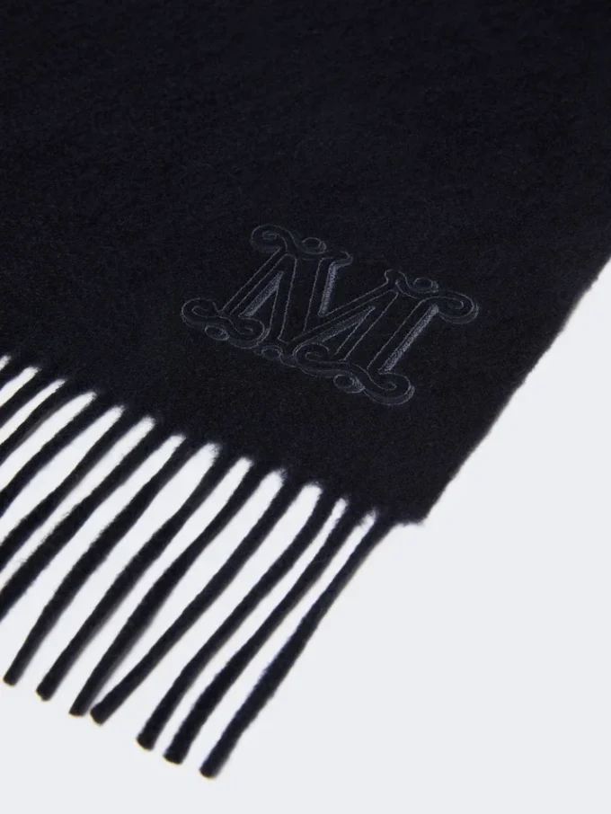 Stola aus reinem Kaschmir mit Monogramm-Detail, ultramarinblau