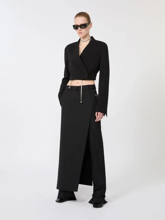 Stretch-Wollhose mit abnehmbarem Einsatz, schwarz Stretch-Wollhose mit abnehmbarem Einsatz, schwarz