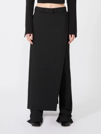 Stretch-Wollhose mit abnehmbarem Einsatz, schwarz