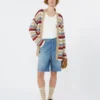 Strickjacke aus Leinen mit Gürtel, kirschrot Strickjacke aus Leinen mit Gürtel, kirschrot