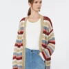 Strickjacke aus Leinen mit Gürtel, kirschrot Strickjacke aus Leinen mit Gürtel, kirschrot