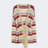 Strickjacke aus Leinen mit Gürtel, kirschrot Strickjacke aus Leinen mit Gürtel, kirschrot