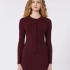 Strickjacke aus Viskose mit Rippmuster, bordeauxrot Strickjacke aus Viskose mit Rippmuster, bordeauxrot