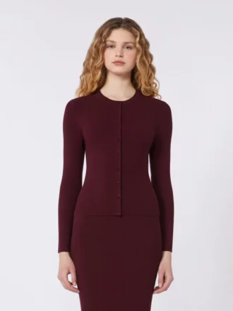 Strickjacke aus Viskose mit Rippmuster, bordeauxrot Strickjacke aus Viskose mit Rippmuster, bordeauxrot