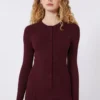 Strickjacke aus Viskose mit Rippmuster, bordeauxrot Strickjacke aus Viskose mit Rippmuster, bordeauxrot