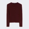Strickjacke aus Viskose mit Rippmuster, bordeauxrot Strickjacke aus Viskose mit Rippmuster, bordeauxrot