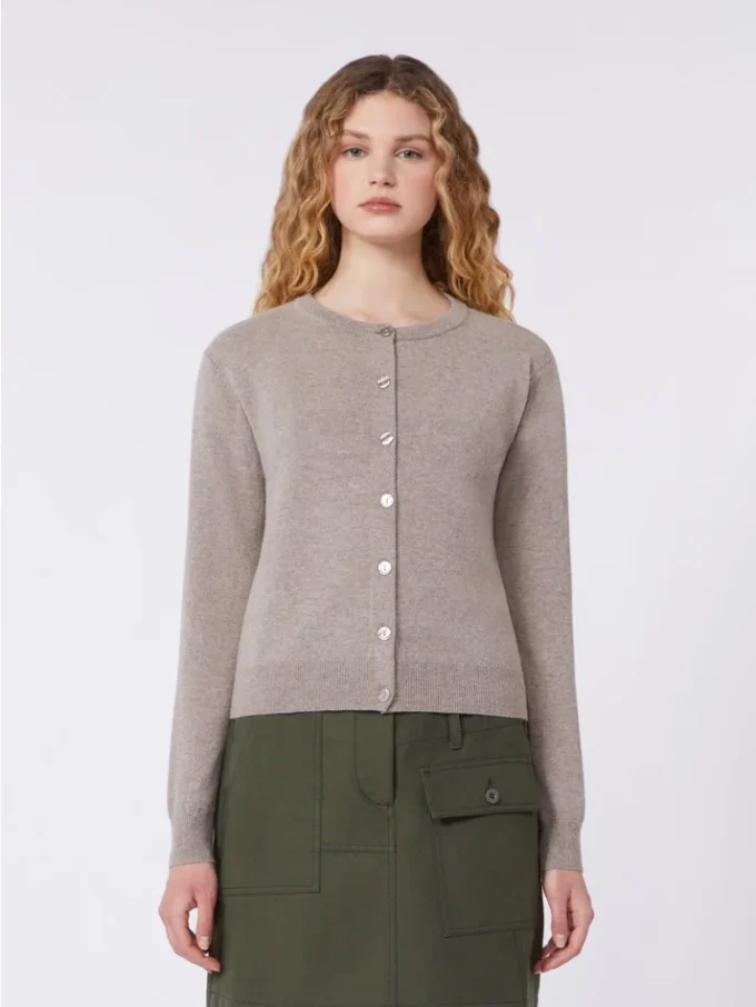 Strickjacke aus Wolle und Kaschmir, taubengrau