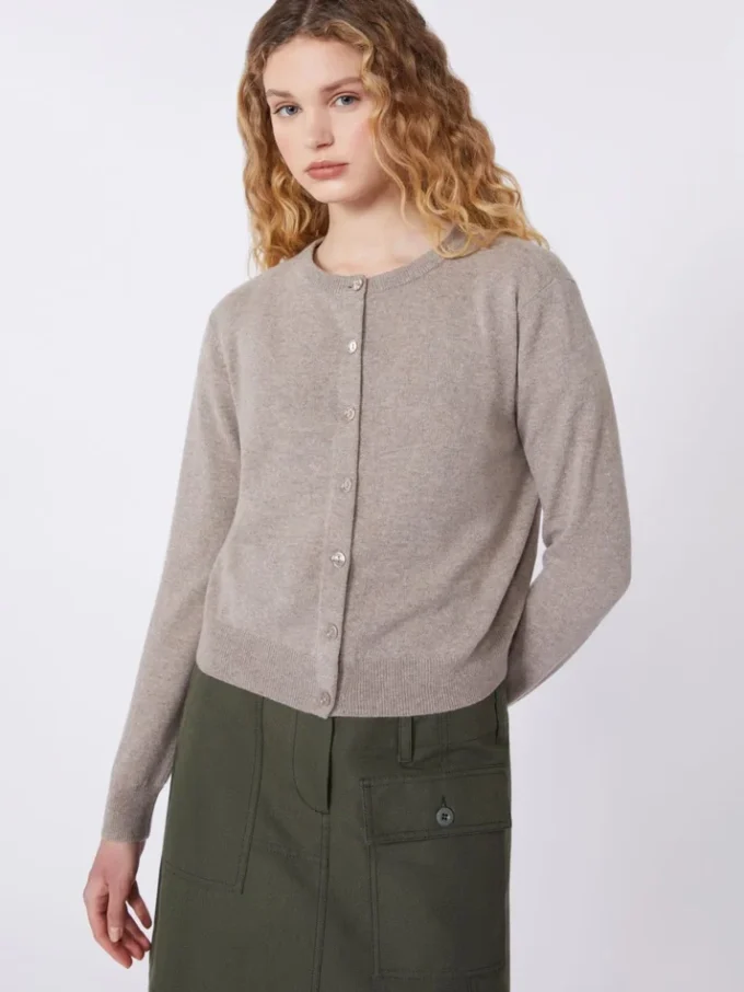 Strickjacke aus Wolle und Kaschmir, taubengrau