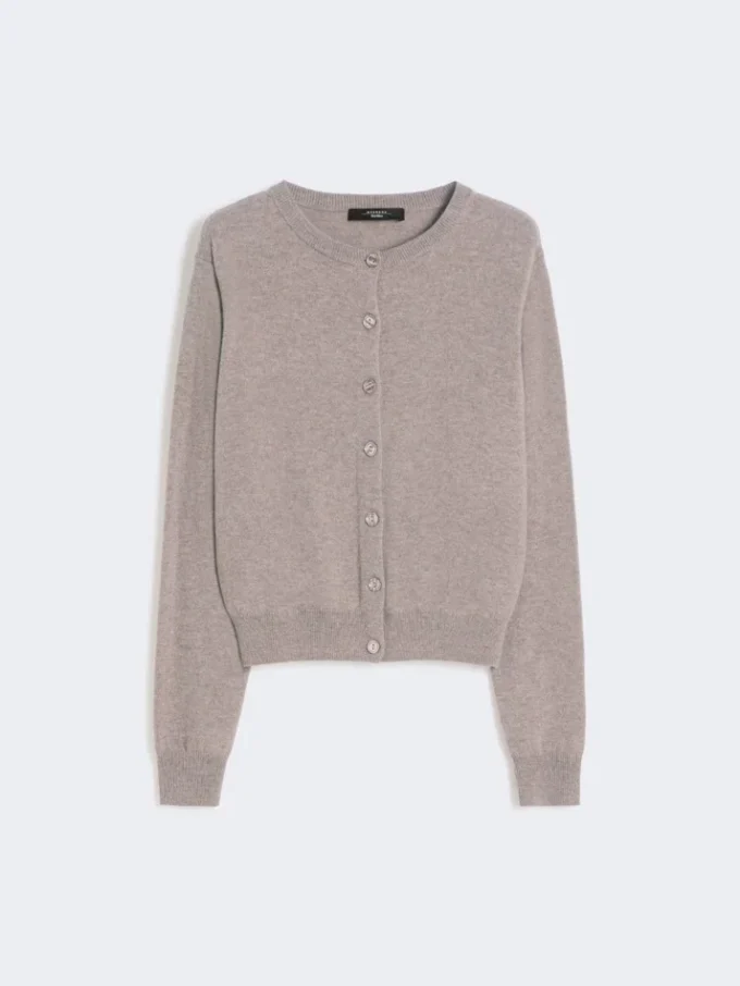 Strickjacke aus Wolle und Kaschmir, taubengrau