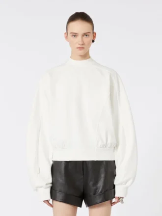 Sweatshirt aus Stretch-Baumwolle, elfenbeinfarben
