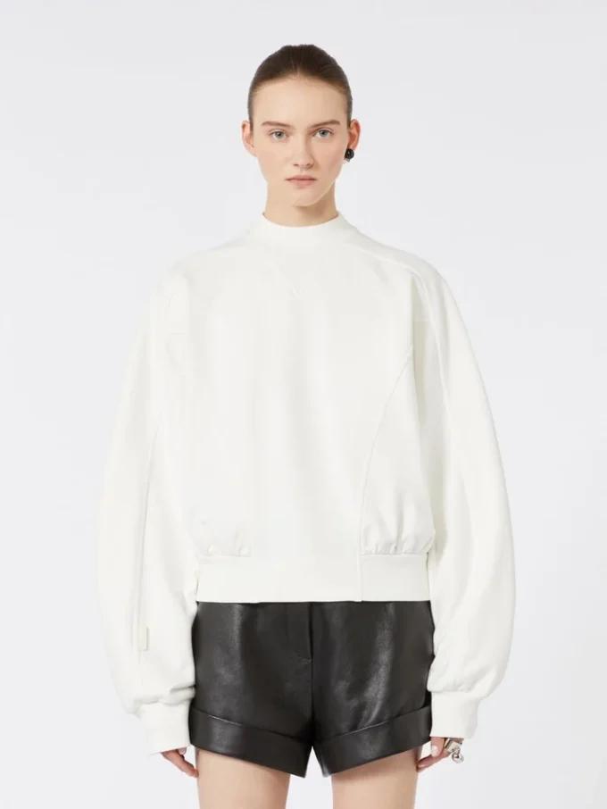 Sweatshirt aus Stretch-Baumwolle, elfenbeinfarben Sweatshirt aus Stretch-Baumwolle, elfenbeinfarben