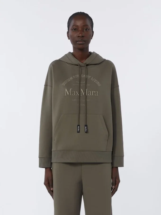 Sweatshirt aus technischem Baumwolljersey, khaki Sweatshirt aus technischem Baumwolljersey, khaki