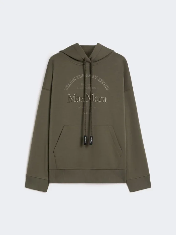 Sweatshirt aus technischem Baumwolljersey, khaki Sweatshirt aus technischem Baumwolljersey, khaki