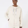 Sweatshirt aus technischem Jersey mit Reißverschluss, Ecru Sweatshirt aus technischem Jersey mit Reißverschluss, Ecru