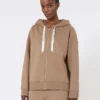 Sweatshirt aus technischem Jersey mit Reißverschluss, kamelfarben Sweatshirt aus technischem Jersey mit Reißverschluss, kamelfarben