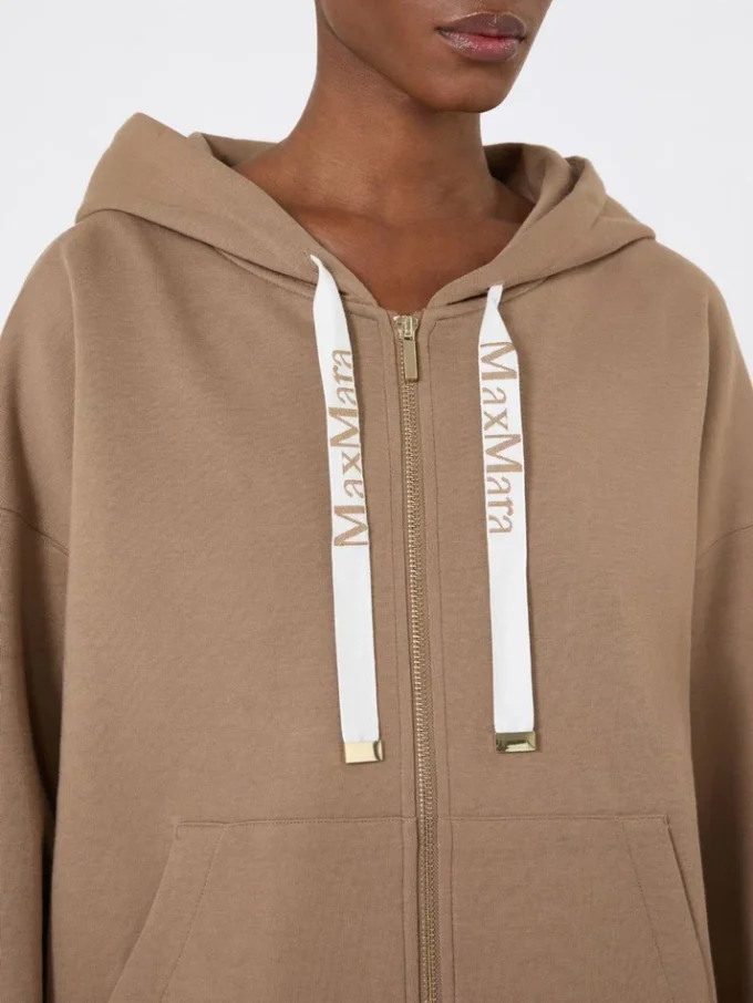 Sweatshirt aus technischem Jersey mit Reißverschluss, kamelfarben Sweatshirt aus technischem Jersey mit Reißverschluss, kamelfarben