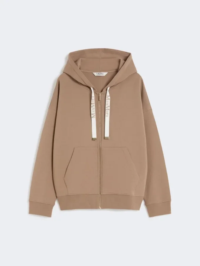 Sweatshirt aus technischem Jersey mit Reißverschluss, kamelfarben Sweatshirt aus technischem Jersey mit Reißverschluss, kamelfarben