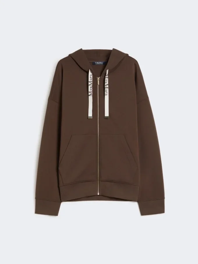 Sweatshirt aus technischem Jersey mit Reißverschluss, schokoladenbraun Sweatshirt aus technischem Jersey mit Reißverschluss, schokoladenbraun