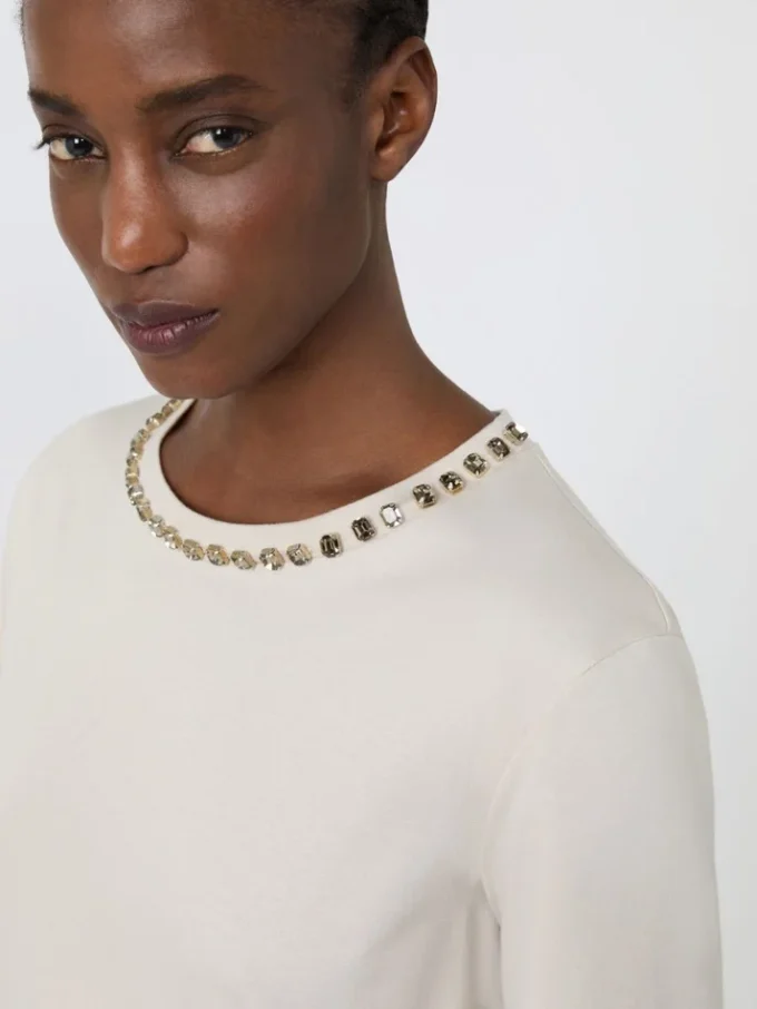 T-Shirt aus Baumwolle und Modal, beige T-Shirt aus Baumwolle und Modal, beige