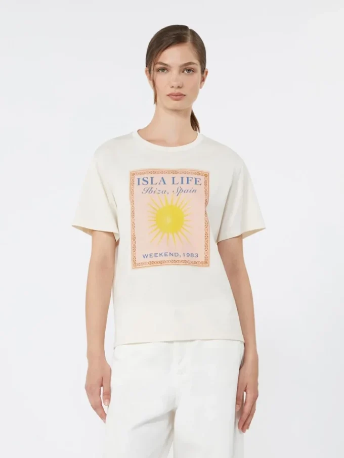 T-Shirt aus Baumwolljersey, Ecru T-Shirt aus Baumwolljersey, Ecru