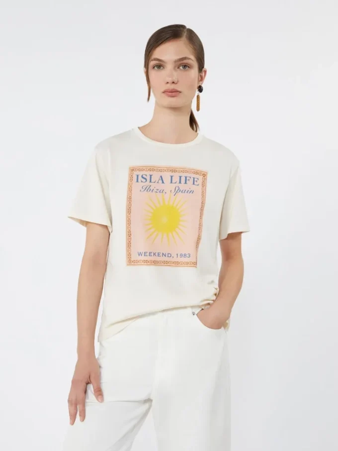 T-Shirt aus Baumwolljersey, Ecru T-Shirt aus Baumwolljersey, Ecru