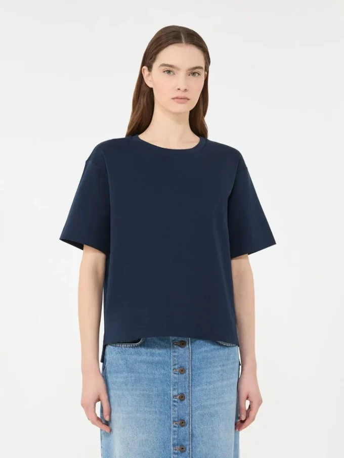 T-Shirt aus Baumwolljersey, marineblau T-Shirt aus Baumwolljersey, marineblau