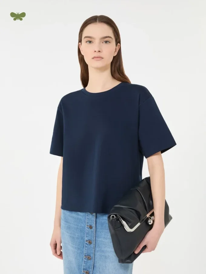 T-Shirt aus Baumwolljersey, marineblau T-Shirt aus Baumwolljersey, marineblau