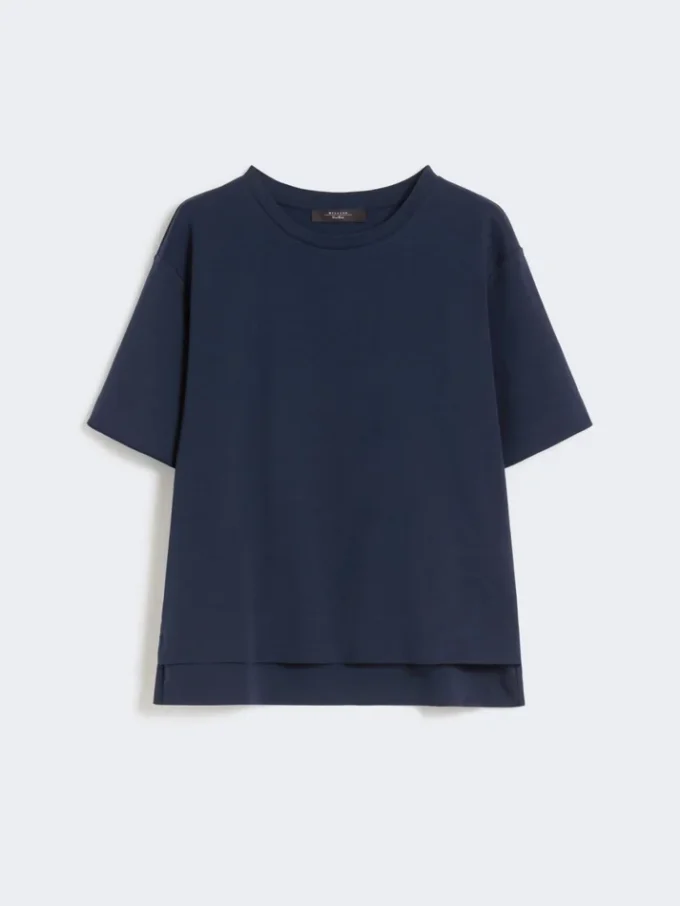 T-Shirt aus Baumwolljersey, marineblau T-Shirt aus Baumwolljersey, marineblau