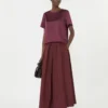 T-Shirt aus Satin und Jersey, bordeauxrot T-Shirt aus Satin und Jersey, bordeauxrot
