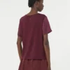 T-Shirt aus Satin und Jersey, bordeauxrot T-Shirt aus Satin und Jersey, bordeauxrot