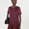 T-Shirt aus Satin und Jersey, bordeauxrot T-Shirt aus Satin und Jersey, bordeauxrot