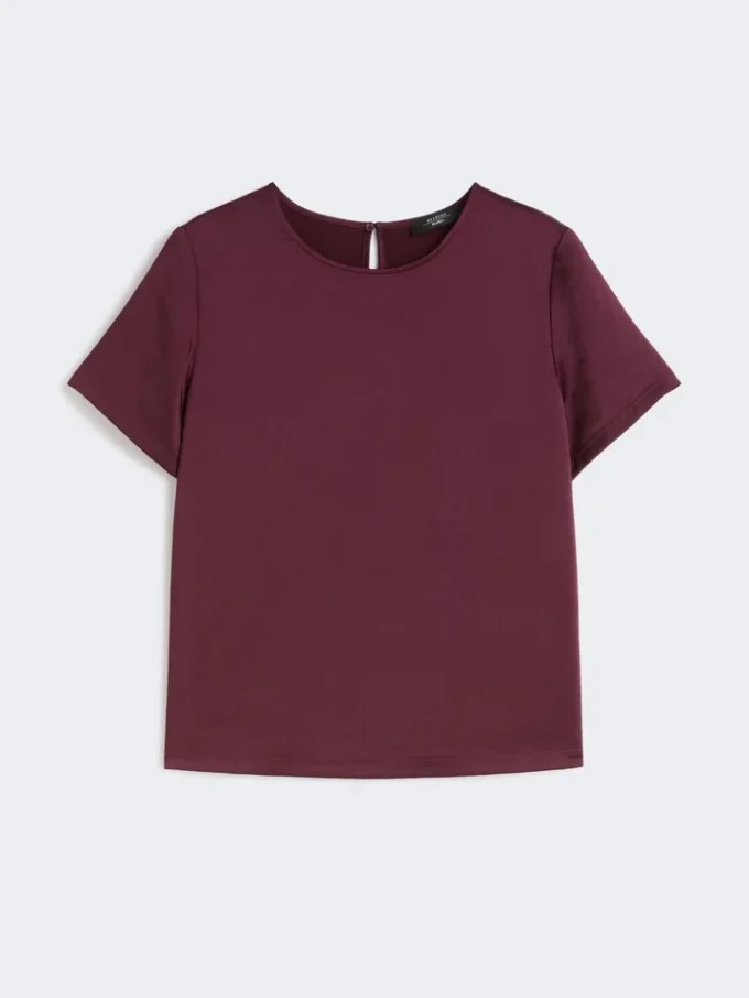 T-Shirt aus Satin und Jersey, bordeauxrot T-Shirt aus Satin und Jersey, bordeauxrot