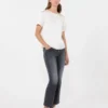 T-Shirt aus Satin und Jersey, Ecru T-Shirt aus Satin und Jersey, Ecru