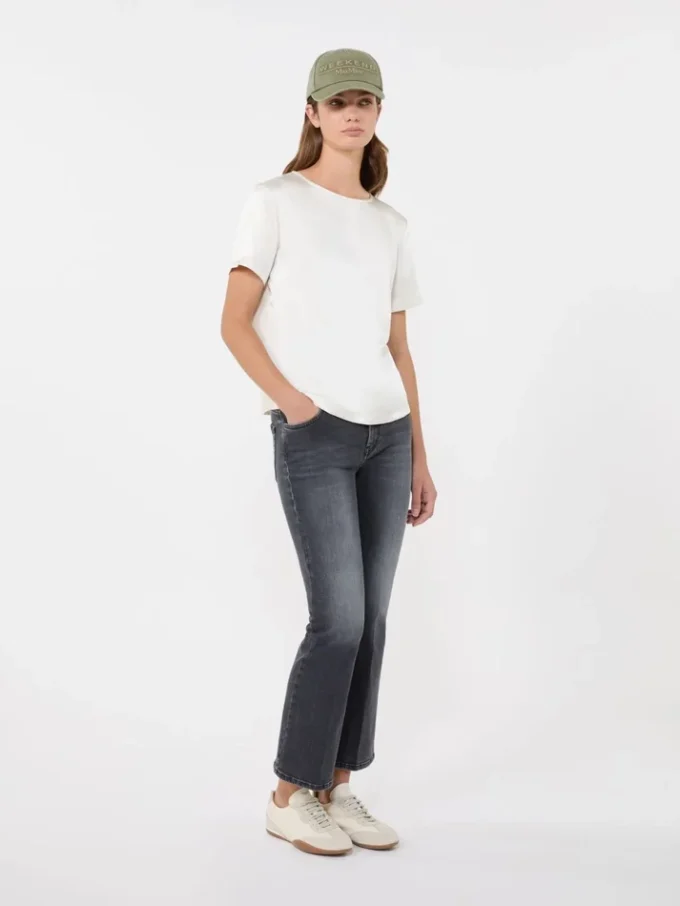 T-Shirt aus Satin und Jersey, Ecru T-Shirt aus Satin und Jersey, Ecru