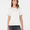 T-Shirt aus Satin und Jersey, Ecru T-Shirt aus Satin und Jersey, Ecru