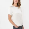 T-Shirt aus Satin und Jersey, Ecru T-Shirt aus Satin und Jersey, Ecru