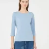 T-Shirt aus Stretch-Baumwolle, hellblau T-Shirt aus Stretch-Baumwolle, hellblau