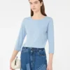 T-Shirt aus Stretch-Baumwolle, hellblau T-Shirt aus Stretch-Baumwolle, hellblau