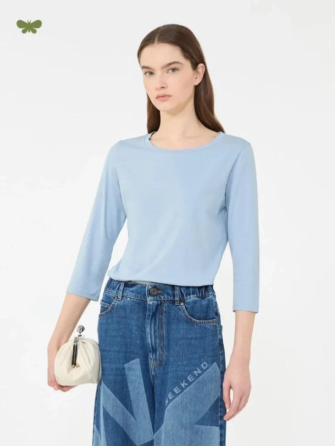 T-Shirt aus Stretch-Baumwolle, hellblau T-Shirt aus Stretch-Baumwolle, hellblau