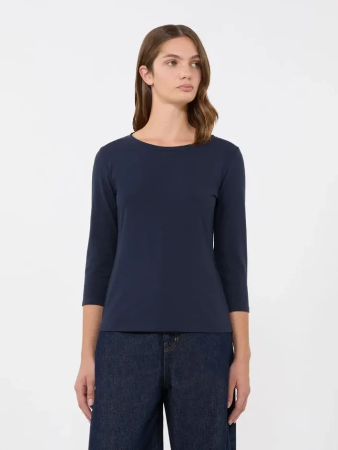 T-Shirt aus Stretch-Baumwolle, marineblau T-Shirt aus Stretch-Baumwolle, marineblau