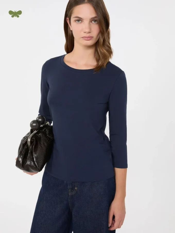 T-Shirt aus Stretch-Baumwolle, marineblau T-Shirt aus Stretch-Baumwolle, marineblau