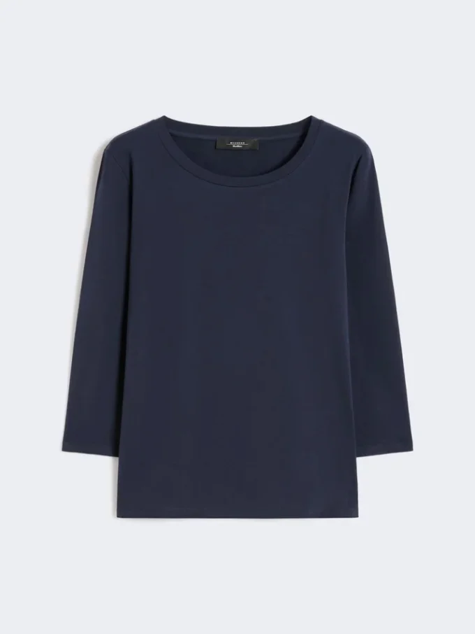 T-Shirt aus Stretch-Baumwolle, marineblau T-Shirt aus Stretch-Baumwolle, marineblau