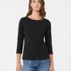 T-Shirt aus Stretch-Baumwolle, schwarz T-Shirt aus Stretch-Baumwolle, schwarz