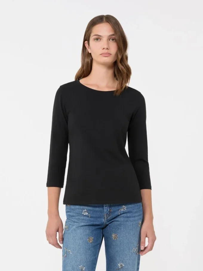 T-Shirt aus Stretch-Baumwolle, schwarz T-Shirt aus Stretch-Baumwolle, schwarz