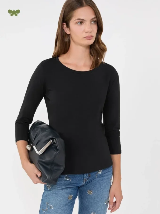 T-Shirt aus Stretch-Baumwolle, schwarz T-Shirt aus Stretch-Baumwolle, schwarz