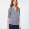 T-Shirt aus Stretch-Leinenjersey mit V-Ausschnitt, ultramarinblau T-Shirt aus Stretch-Leinenjersey mit V-Ausschnitt, ultramarinblau
