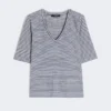 T-Shirt aus Stretch-Leinenjersey mit V-Ausschnitt, ultramarinblau T-Shirt aus Stretch-Leinenjersey mit V-Ausschnitt, ultramarinblau